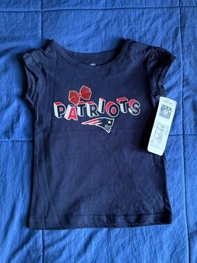 NFL Girls Navy Patriots Glitter Logo Tee